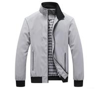 Solide dünne Herrenjacke, lockerer Kragen, Outdoor, tägliche Arbeitskleidung, lässige Oberbekleidung für Frühling und Herbst, Größe L (4XL, dunkelgrau)