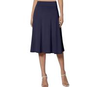 Solide, leichte, ausgestellte Midi-Rock zum Anziehen für Damen Schlupfrock Damen (Navy, XL)