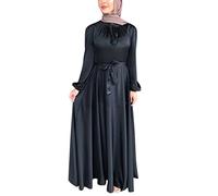 Solide Satin-Robe Für Damen Mit Bischofsärmeln Ramadan Islamische Muslimische Kleidung Lange Ärmel Abaya Kleid Aus Dem Nahen Osten Muslimische Robe Islamische Kleidung Damen