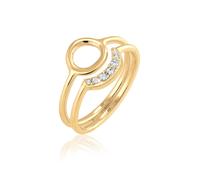 Solitärring ELLI "Mond mit Kristallen von Swarovski925 Silber vergoldet" Gr. 52, gold, Fingerringe, Damen, 52mm,mit Steinen, Silber 925 (Sterlingsilber), 1mm (25645444-52) gold
