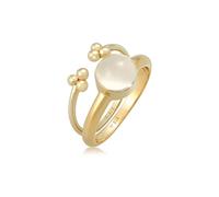 Solitärring ELLI PREMIUM "Mondstein Rund Kugel 2er Set 925 Silber" Gr. 58, gold, Fingerringe, Damen, 58mm,mit Steinen, Silber 925 (Sterlingsilber) (84306049-58) gold
