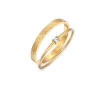 Solitärring ELLI "Set Solitär mit Kristallen von Swarovski 925 Silber" Gr. 54, gold, Fingerringe, Damen, 54mm,mit Steinen, Silber 925 (Sterlingsilber), 2,2mm (34494407-54) gold