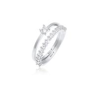 Solitärring ELLI "Solitär Zirkonia Stapelring (Set 2-tlg) 925 Silber" Gr. 54, silber, Fingerringe, Damen, 54mm,mit Steinen, Silber 925 (Sterlingsilber) (17724244-54) silber