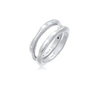 Solitärring ELLI "Zirkonia Stapelring Bandring Basic 2er Set 925 Ring" Gr. 56, silber, Fingerringe, Damen, 56mm,mit Steinen, Silber 925 (Sterlingsilber), 3mm (82278157-56) silber