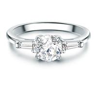 Solitärring TRILANI "TR722" Gr. 52, silber, Fingerringe, Damen, 52, Silber 925 (Sterlingsilber), 2mm, mit Zirkonia im Brillant-Look (37556334-52) silber