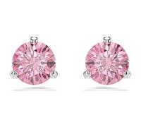 Solitaire Ohrstecker, Rundschliff, Rosa, Rhodiniert OS