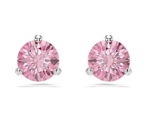 Solitaire Ohrstecker, Rundschliff, Rosa, Rhodiniert OS
