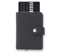 Solo Pelle Geldbörse für 15 Karten + Geldscheine + Kleingeld geeignet | Kreditkartenetui Kartenetui mit RFID aus echtem Leder Q-Wallet (Matt Schwarz + Kleingeldfach)