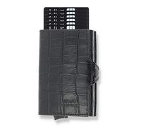 Solo Pelle Kartenetui | Kreditkartenetui | Leder Geldbörse Slim Wallet Portmonee | Geldbeutel mit RFID Schutz für bis zu 11 Karten Model: Mech (Kroko Schwarz mit Scheinfach + Münzfach)
