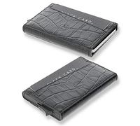 Solo Pelle Kartenetui | Kreditkartenetui | Leder Geldbörse Slim Wallet Portmonee | Geldbeutel mit RFID Schutz für bis zu 11 Karten Model: Mech (Kroko Schwarz)