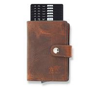 Solo Pelle Leder Geldbörse Q-Wallet mit integriertem Kartenetui für 15 Karten + Geldscheine geeignet | Kreditkartenetui mit RFID (Vintage Braun)