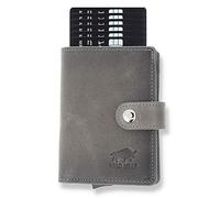 Solo Pelle Leder Geldbörse Q-Wallet mit integriertem Kartenetui für 15 Karten + Geldscheine geeignet | Kreditkartenetui mit RFID (Steingrau)