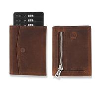 Solo Pelle® Leder I Slim Wallet mit Münzfach I Geldbeutel mit RFID Schutz I Platz für mindestens 12 Karten I Mini Portemonnaie für Herren und Damen I Geldbörse (Vintage Braun, mit Münzfach)
