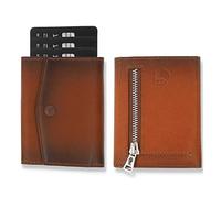 Solo Pelle® Leder I Slim Wallet mit Münzfach I Geldbeutel mit RFID Schutz I Platz für mindestens 12 Karten I Mini Portemonnaie für Herren und Damen I Geldbörse (Cognac Braun, mit Münzfach)
