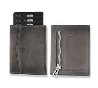 Solo Pelle® Leder I Slim Wallet mit Münzfach I Geldbeutel mit RFID Schutz I Platz für mindestens 12 Karten I Mini Portemonnaie für Herren und Damen I Geldbörse (Steingrau, mit Münzfach)