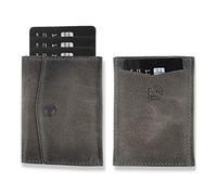 Solo Pelle® Leder I Slim Wallet ohne Münzfach I Geldbeutel mit RFID Schutz I Platz für mindestens 12 Karten I Mini Portemonnaie für Herren und Damen I Geldbörse (Steingrau, ohne Münzfach)