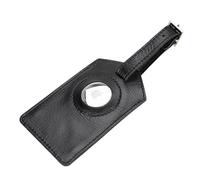 Solo Pelle Leder Kofferanhänger mit Airtag + Adressschild, Schnelle Identifikation, Kofferanhänger Flugreise, Gepäckanhänger (Schwarz)