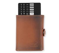 Solo Pelle NEU Slim Wallet mit Münzfach [12 Karten] Slimwallet Riva [RFID-Schutz] Kartenetui mit Münzfach [Leder] Smart Wallet für Männer und Damen (Cognac Braun)
