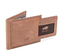 Solo Pelle Slim Wallet aus echtem Leder Platz für 4-8 Karten magnetisch abnehmares Kartenetui in Camel Braun