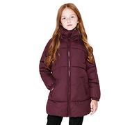 SOLOCOTE Mädchen Wintermäntel Heavyweight Mediun Länge Warme Jacken Daunenähnliche Baumwolle Watte Outwear Weinrot 128