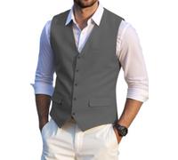 Solovedress Herren Elegant Anzugweste Herrenwesten Sommer Leinen Weste für Hochzeit und Party