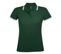 SOLS Womens/Ladies Pasadena Tipped Short Sleeve Pique Polo Shirt (Wald/Weiß) L
