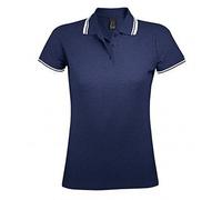 SOLS Damen/Damen Pasadena Tipped Kurzarm-Pique-Poloshirt (French Navy/Weiß) S
