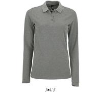 L02083 SOL´S Damen Langarm Piqué Polo Hemd Perfect Grey Melange XXL