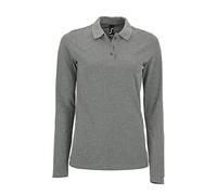 Sols Damen Pique-Polo-Shirt, langärmlig (2XL) (Grau Meliert)