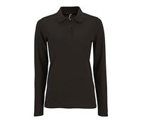 Sols Damen Pique-Polo-Shirt, langärmlig (L) (Schwarz)