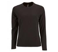 SOLS Damen T-Shirt Imperial, langärmlig (Schwarz) S