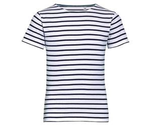 SOL'S Gestreiftes Kinder T-Shirt Miles - Weiß / dunkelblau | 4 Jahre