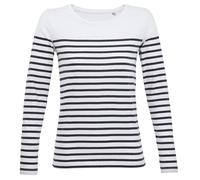 SOL'S Gestreiftes Langarm-T-Shirt für Damen Matelot - Weiß / dunkelblau | S