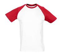 SOLS Herren Funky Contrast Kurzarm T-Shirt (Weiß/Rot) 2XL