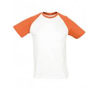 SOLS Herren Funky Contrast Short Sleeve T-Shirt (Weiß/Orange) 2XL