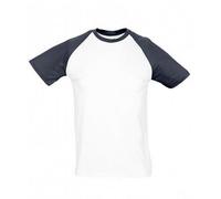 SOLS Herren Funky Contrast T-Shirt mit kurzen Ärmeln (Weiß/Navy) S