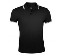 Sols Herren Pasadena Tipped Kurzarm Pique Polo (2XL) (Schwarz/Weiß)