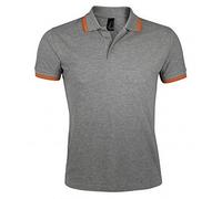 SOLS Mens Pasadena Tipped Short Sleeve Pique Polo Shirt (Grau meliert/Orange) L