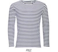 L01402 SOL´S Herren Langarm T-Shirt Marine Gestreift White 3XL