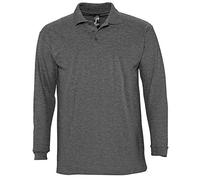 Sols Herren Winter II Pique Langarm-Shirt/Polo-Shirt, Langarm (2XL) (Kohle meliert)