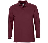 Sols Herren Winter II Pique Langarm-Shirt/Polo-Shirt, Langarm (L) (Burgunder)