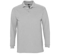 Sols Herren Winter II Pique Langarm-Shirt/Polo-Shirt, Langarm (L) (Grau meliert)