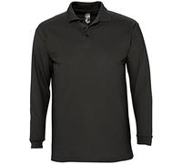 Sols Herren Winter II Pique Langarm-Shirt/Polo-Shirt, Langarm (L) (Schwarz)