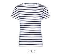 SOLS - Kids´ Round Neck Striped T-Shirt Miles White, 8 years (118/128)