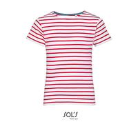 SOLS - Kids´ Round Neck Striped T-Shirt Miles White - Gr. - 10 years (130/140)