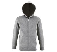 SOL'S Kinder-Sweatshirt mit Reißverschluss und Kapuze Stone - Grau meliert | 12 Jahre