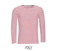 SOLS - Men´s Long Sleeve Striped T-Shirt Marine White - Gr. - M