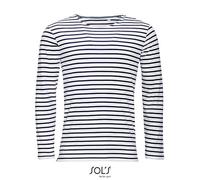 SOLS - Men´s Long Sleeve Striped T-Shirt Marine White - Gr. - XXL