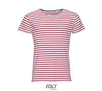 SOLS - Men´s Round Neck Striped T-Shirt Miles White - Gr. - XL
