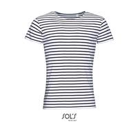 SOLS - Men´s Round Neck Striped T-Shirt Miles White - Gr. - XXL